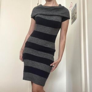 Striped off the shoulder knit dress